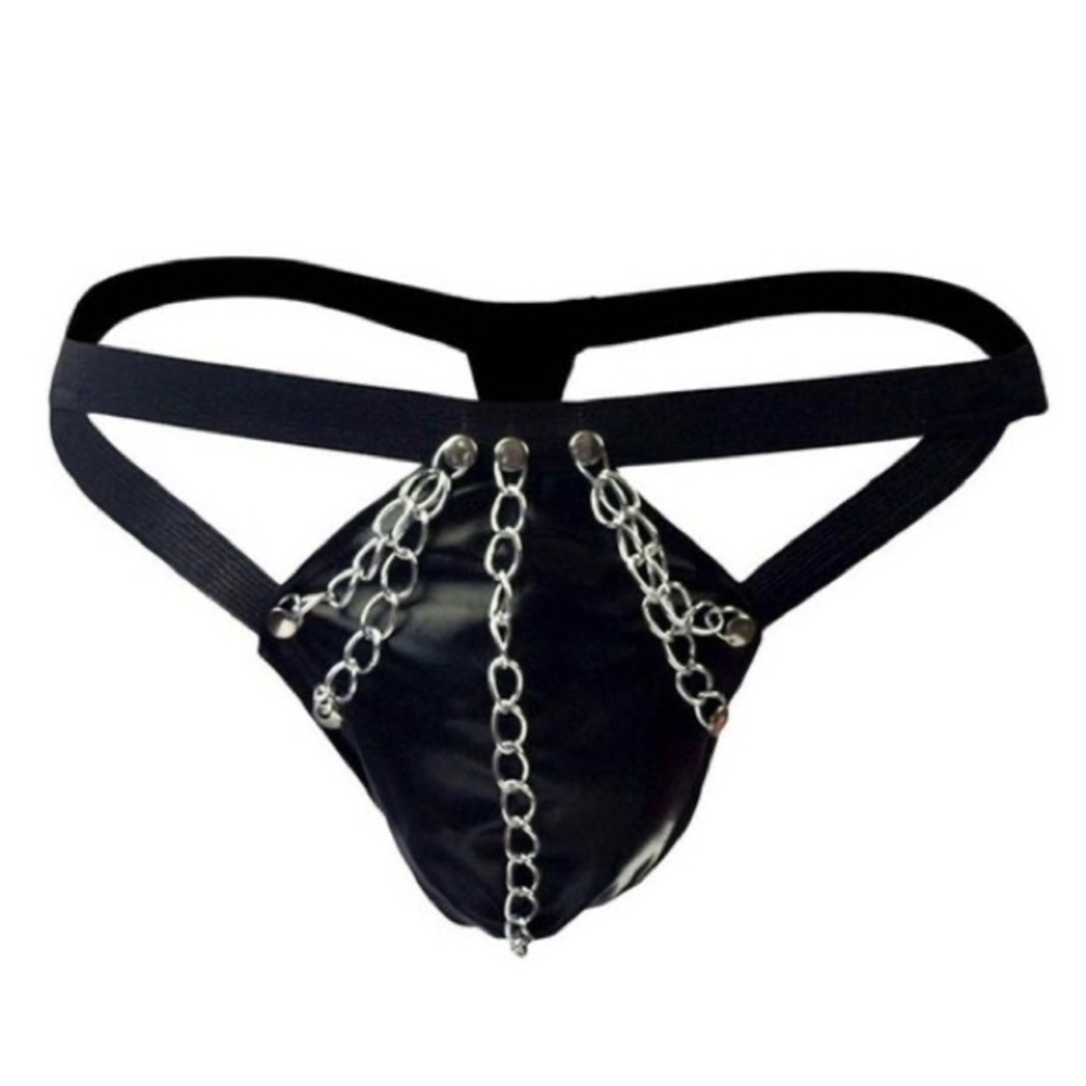 Mens Jock Men's Sexy Jock Artificial Leather T-Back Underwear - Picture 3 of 4